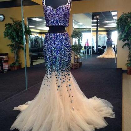 Two Pieces Prom Dresses,prom Dresses,beading Prom..