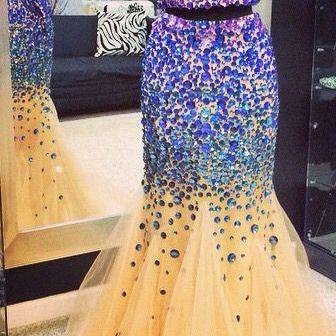 Two Pieces Prom Dresses,prom Dresses,beading Prom..