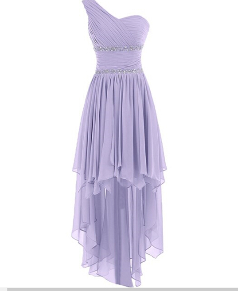 Women S Sexy One Shoulder High Low Bridesmaid Dress Lavender